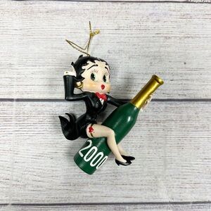 Betty Boop Celebrate 2000, Millenium Champagne Bottle Ceramic Ornament Holiday